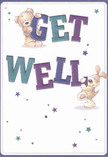 The endearing scene of this get well card unfolds with radiant optimism-two adorable figures, a plush teddy bear and a perky puppy, look as though they've danced right off the card and into a home near Becontree Avenue. Each holds and supports the vivid, oversized letters spelling out 'Get Well'-the bear confidently at the top, the puppy joyfully steadying the base. The indigo and teal hues of the typography practically sing against the gentle cream backdrop, evoking the freshness and clarity of a bright morning in Becontree Heath. Scattered among the text, a constellation of stars in shades of purple and blue twinkles playfully, suggesting the magic and hope that accompanies heartfelt wishes for recovery. The meticulous illustration of soft, tactile fur on both the bear and the pup invites the imagination to feel their comforting embrace-just as a hand-tied bouquet brings warmth and solace to someone at home or in hospital. This card, much like a thoughtfully prepared arrangement from our Becontree Heath florists, offers an emotional balm-a lively and sincere gesture of kindness, expertly crafted to nurture and encourage anyone on the mend.